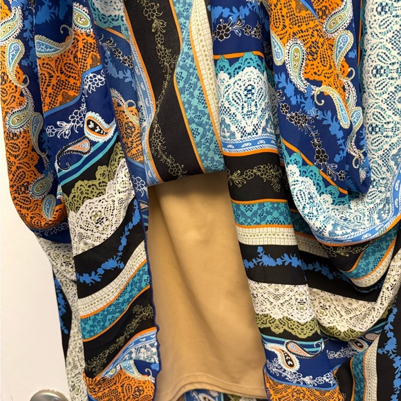 LuLaRoe A-Line Skirt with Blue and Orange Stripes - Picture 4 of 5